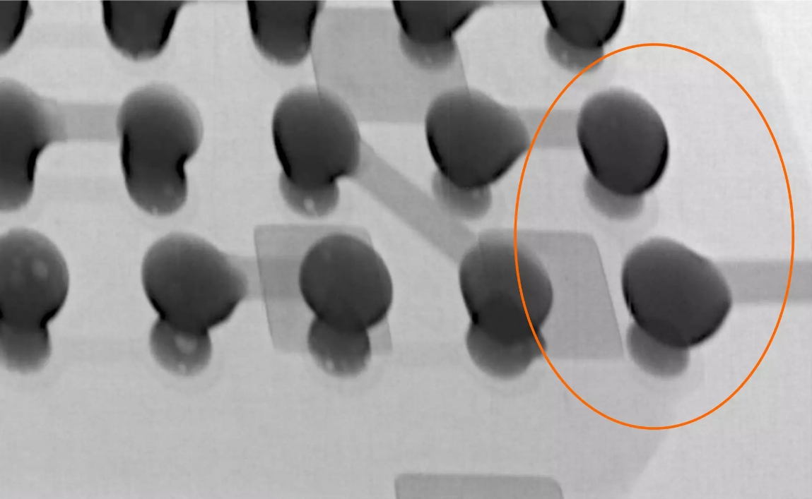 BGA焊点开裂xray检测影像图