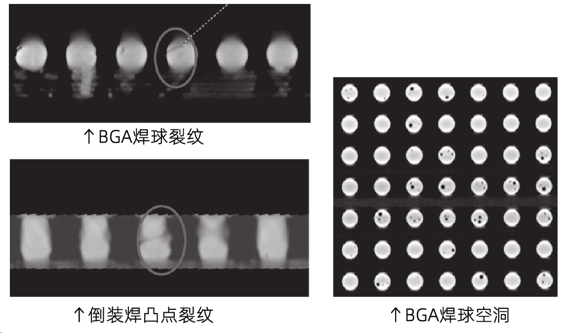 倒装焊器件三维CT射线形貌(局部放大) 倒装焊器件三维CT射线形貌(局部放大)