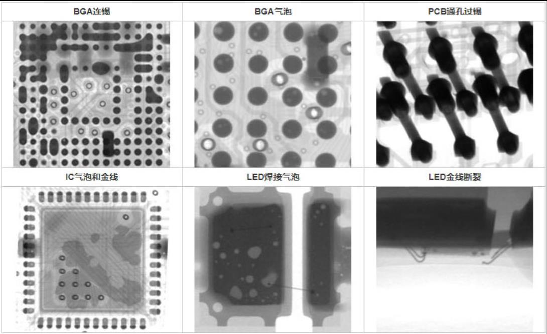 X-RAY射线检测BGA连锡-BGA气泡-PCB通孔过锡-IC气泡和金线-led焊接气泡-led金线断裂影像