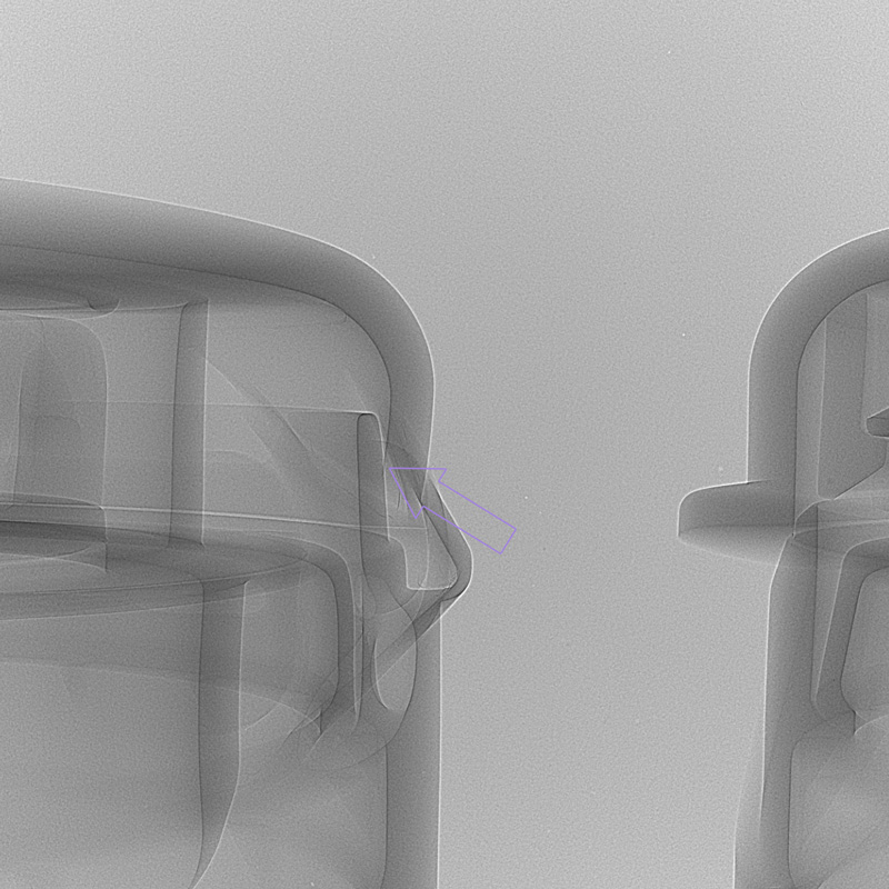 美妆塑胶包装产品内部结构及异物X射线检测图