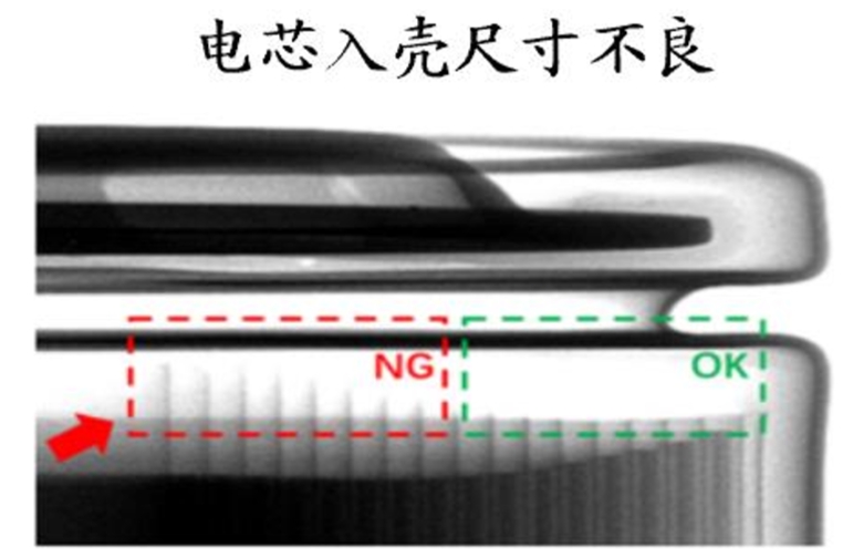 Xray电池电芯入壳尺寸不良问题检测图